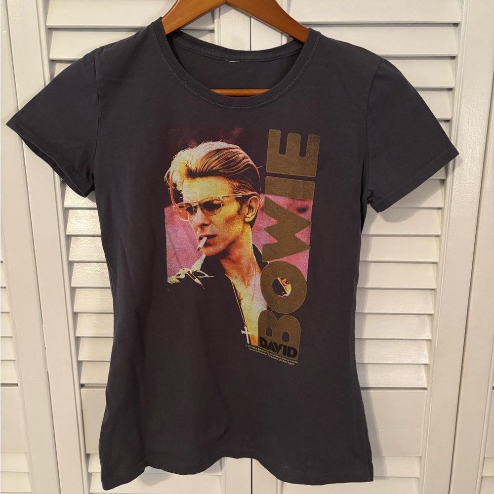 Popfunk David Bowie Smoking Retro Music Legend Women's fit T Shirt XS